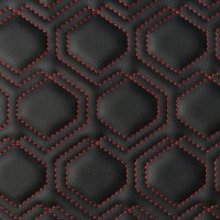 Экокожа стёганая «intipi» Sixangle (чёрный/красный, ширина 1.35 м, толщина 5.85 мм)