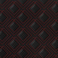 Экокожа стёганая «intipi» Twobox (чёрный/красный, ширина 1.35 м, толщина 5.85 мм) перфорация