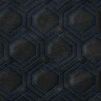 Замша искусственная стёганая «intipi» Sixangle (чёрный/синий, ширина 1.35 м, толщина 5.9 мм)