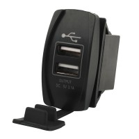 Панель автомобильная 2*USB (белая подсветка, 1А, 2.1А, 5V)